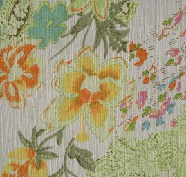 Šifon plise květinový paisley vzor sv.zelený