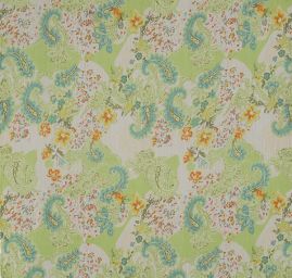 Šifon plise květinový paisley vzor sv.zelený