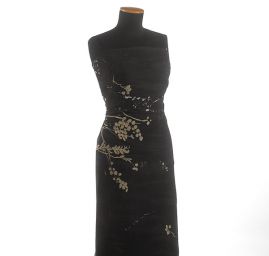 Šifon květinový motiv béžový