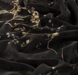 Šifon květinový motiv béžový