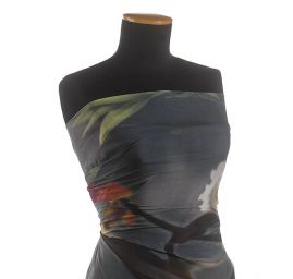 Hedvábný mušelín abstraktní květinový vzor