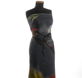 Hedvábný mušelín abstraktní květinový vzor