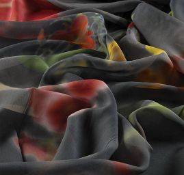 Hedvábný mušelín abstraktní květinový vzor