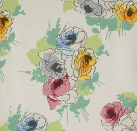 Žrožetšifon pružný květinový vzor vanilkový