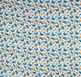 Žoržet vzor motýlci modrý/žlutohnědý