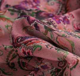 Žoržet paisley motiv starorůžový