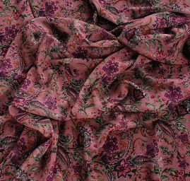 Žoržet paisley motiv starorůžový