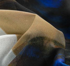 Žoržet abstraktní malba fantazie modro/zlatá