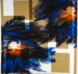 Žoržet abstraktní malba fantazie modro/zlatá