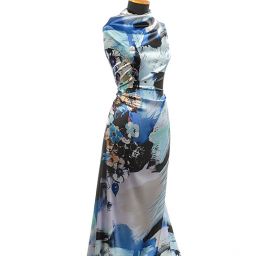 Atlas vzor květy/fantazie modrá