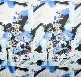 Atlas vzor květy/fantazie modrá