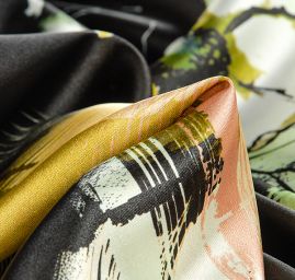 Atlas vzor květy/fantazie khaki zelená