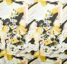 Atlas vzor květy/fantazie khaki zelená