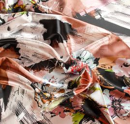 Atlas vzor květin/fantazie hnědá