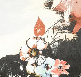 Atlas vzor květin/fantazie hnědá