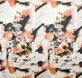 Atlas vzor květin/fantazie hnědá