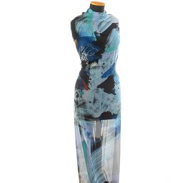 Žoržet vzor květin/fantazie modrá