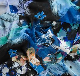 Žoržet vzor květin/fantazie modrá