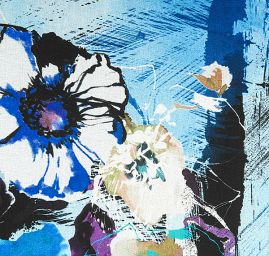 Žoržet vzor květin/fantazie modrá