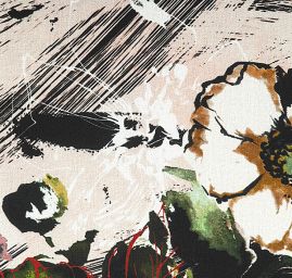 Žoržet vzor květin/fantazie hnědá