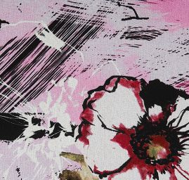 Žoržet vzor květin/fantazie starorůžová