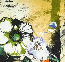 Žoržet vzor květin/fantazie khaki