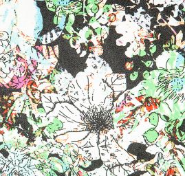 Atlas romantický květinový motiv zelený