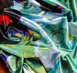 Atlas kupón leknín/ornament zelený