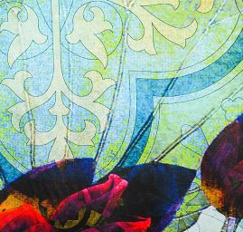 Atlas kupón leknín/ornament zelený