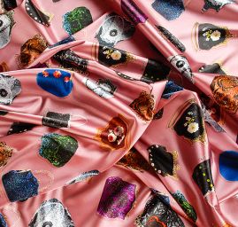 Atlas motiv společenské večerní kabelky pastel růžová