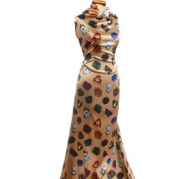 Atlas motiv společenské večerní kabelky pastel zlatá