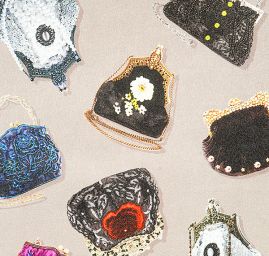 Atlas motiv splečenské večerní kabelky pastel stříbrná