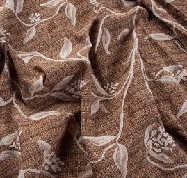 Dekorační látka Buret Plain Flowers brown
