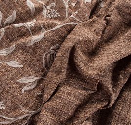 Dekorační látka Buret Plain Flowers brown