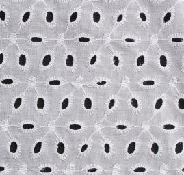 Krajka madeira celoplošná výšivka květ bílá