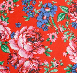 Žoržet mat Gipsy style bordura červený