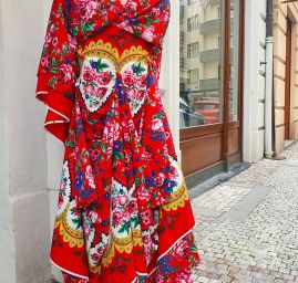 Žoržet mat Gipsy style bordura červený