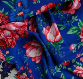 Žoržet mat Gipsy style bordura modrý