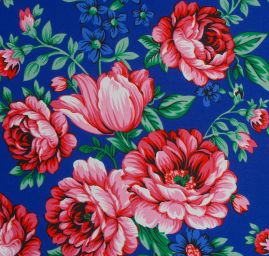 Žoržet mat Gipsy style bordura modrý