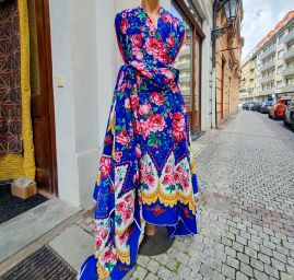 Žoržet mat Gipsy style bordura modrý