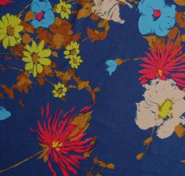 Pletenina květinový vzor modrá