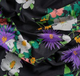 Pletenina květinový vzor černá