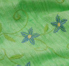 Buretové hedvábí vyšívané sv.zelené