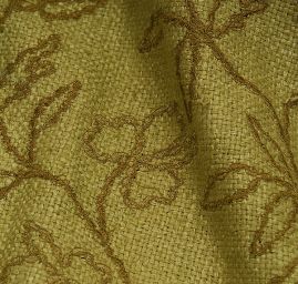 Buretové hedvábí vyšívané olivové