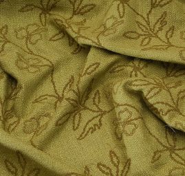 Buretové hedvábí vyšívané olivové