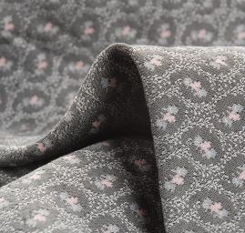 Brokát nepružný drobné květy šedostarorůžová