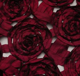 Efektní tkanina stužková aplikace růže cyklámová