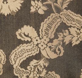 Hedvábný brokát květinový vzor černý