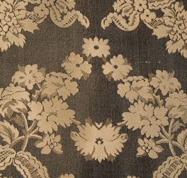 Hedvábný brokát květinový vzor černý