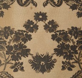 Hedvábný brokát květinový vzor černý